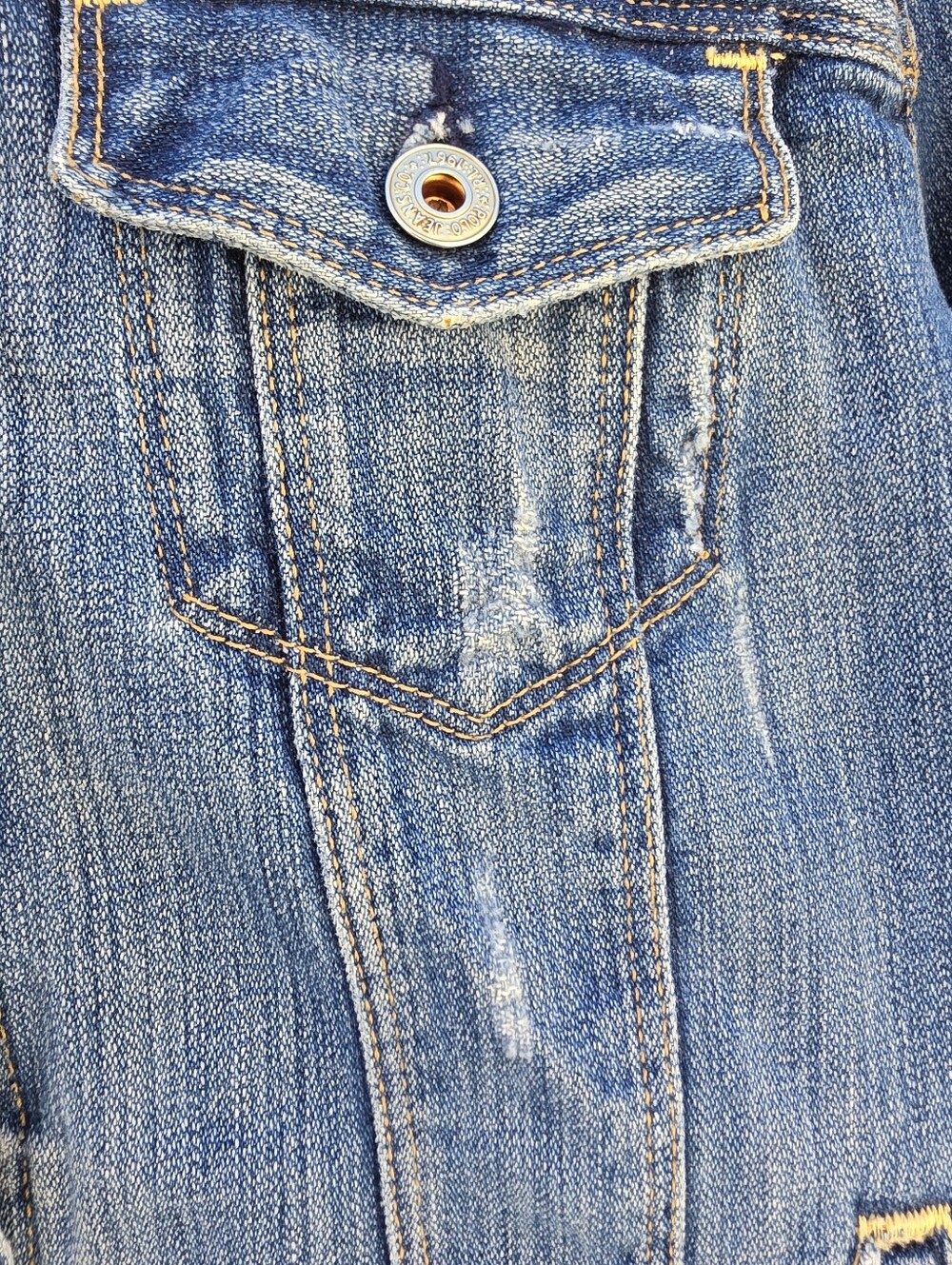 Vintage Polo Jeans Co.Ralph Lauren Distressed Rocker Denim Jean Jacket 20.5X22.5 - Picture 8 of 16